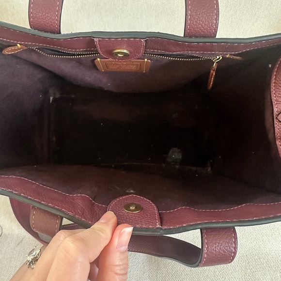 Coach Burgundy Embossed Leather Tote - Picture 3 of 4